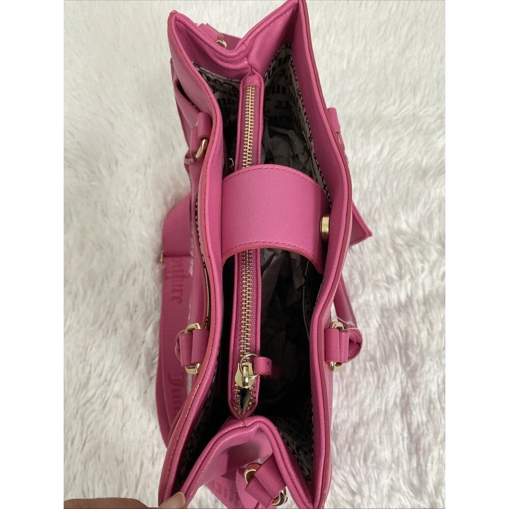 Juicy Couture Lovely Day Tote Crossbody Shoulder Bag Leather Purse Wallet Pink
